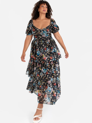 Lovedrobe Luxe Lace Floral Print Midaxi Dress