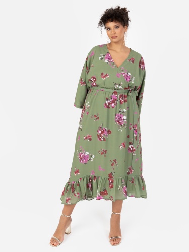 Lovedrobe Green Floral High-Low Midi Dress