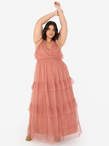 Anaya With Love Curve Dusty Pink Cami Maxi Dress with Frill Detail