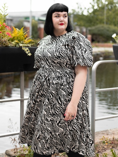 Lovedrobe Zebra Print Short Sleeve Midi Dress