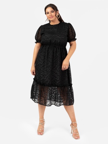 Lovedrobe Black Animal Pattern Midi Dress